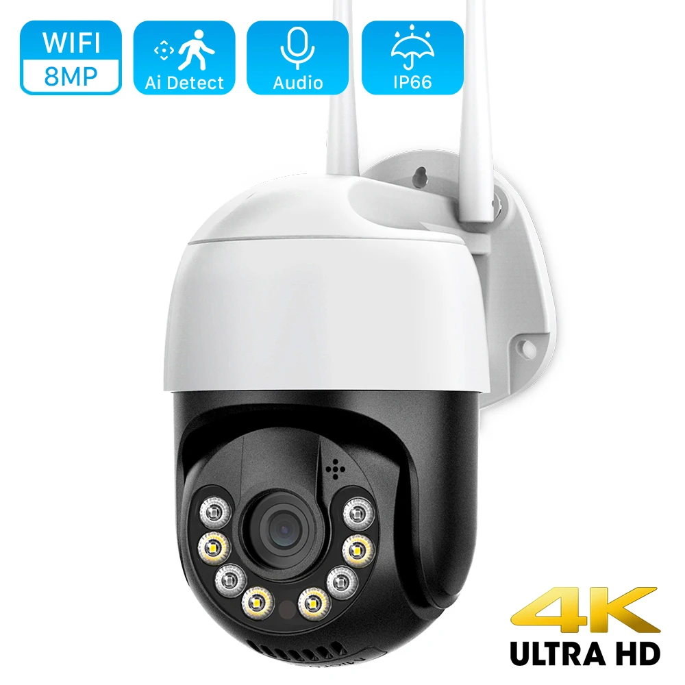 8MP 4K Wifi IP Camera Outdoor H.265 5MP Ai Human Detection Audio Video Surveillance Camera 1080P 2MP Auto Tracking PTZ IP Camera