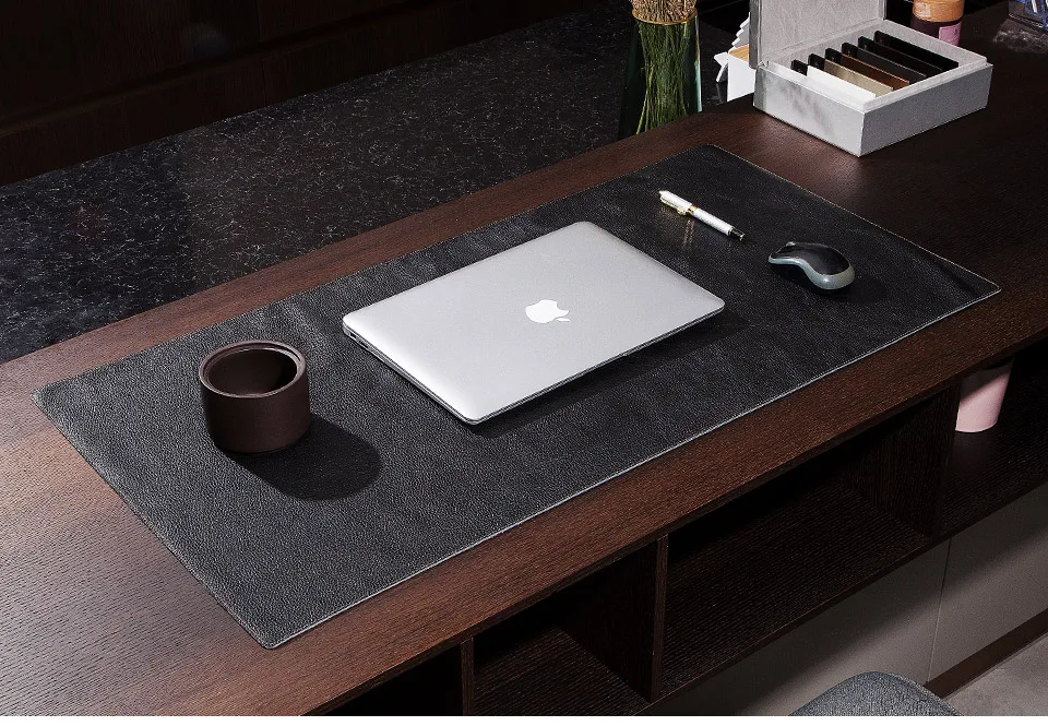 100% Genuine Leather Office Computer Table Mat Desk Study Desk Mat Large Mouse Pad Solid Color Desk Gaming Mice Pad For Laptop