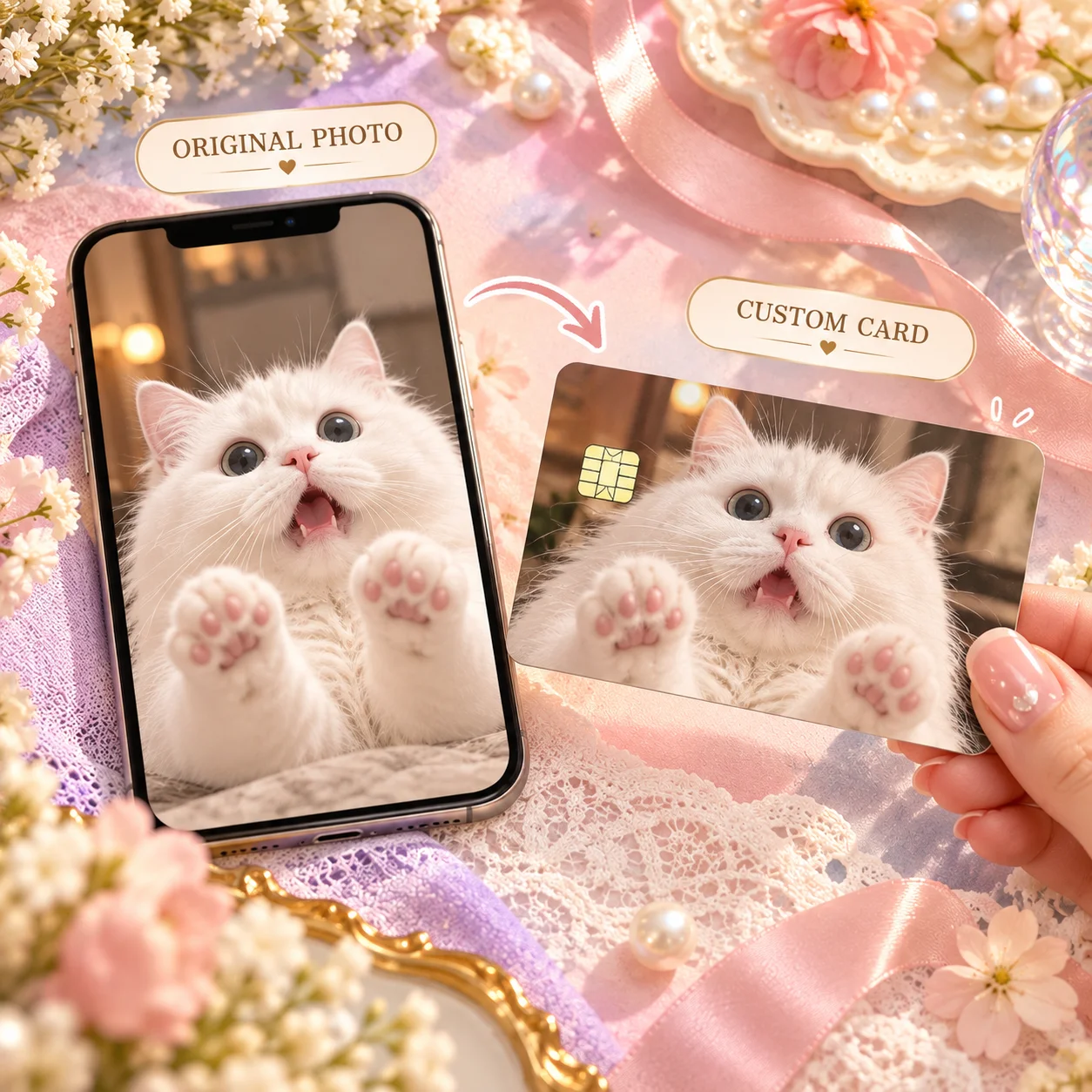 Custom Card Sticker 4PCS Funny Personalized Photo Self Adhesive Vinyl Waterproof Credit Debit Bank Card Decal Gift Decor