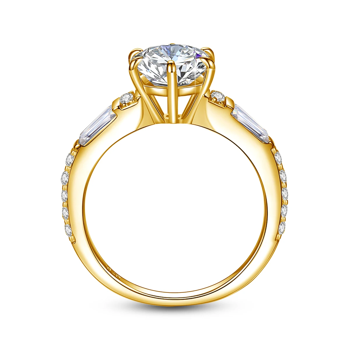  2CT Eheringe für Damen, 925 Sterling Silber, runder Schliff, Moissanit-Verlobungsring, luxuriöser Brautschmuck – Detail 3