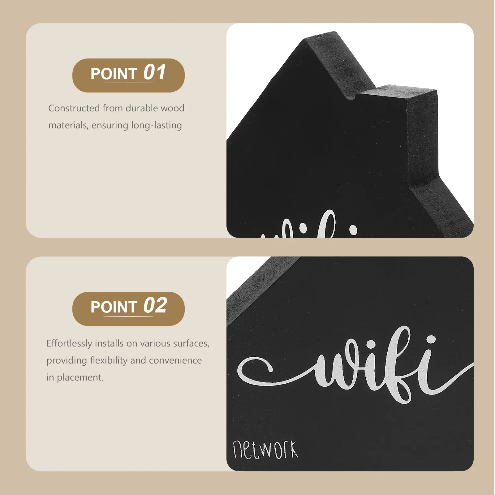 Wooden WiFi Password Reminder Chalkboard Style Functional Decorative Sign for Guests Home Office Restaurant Bar Countertop Table