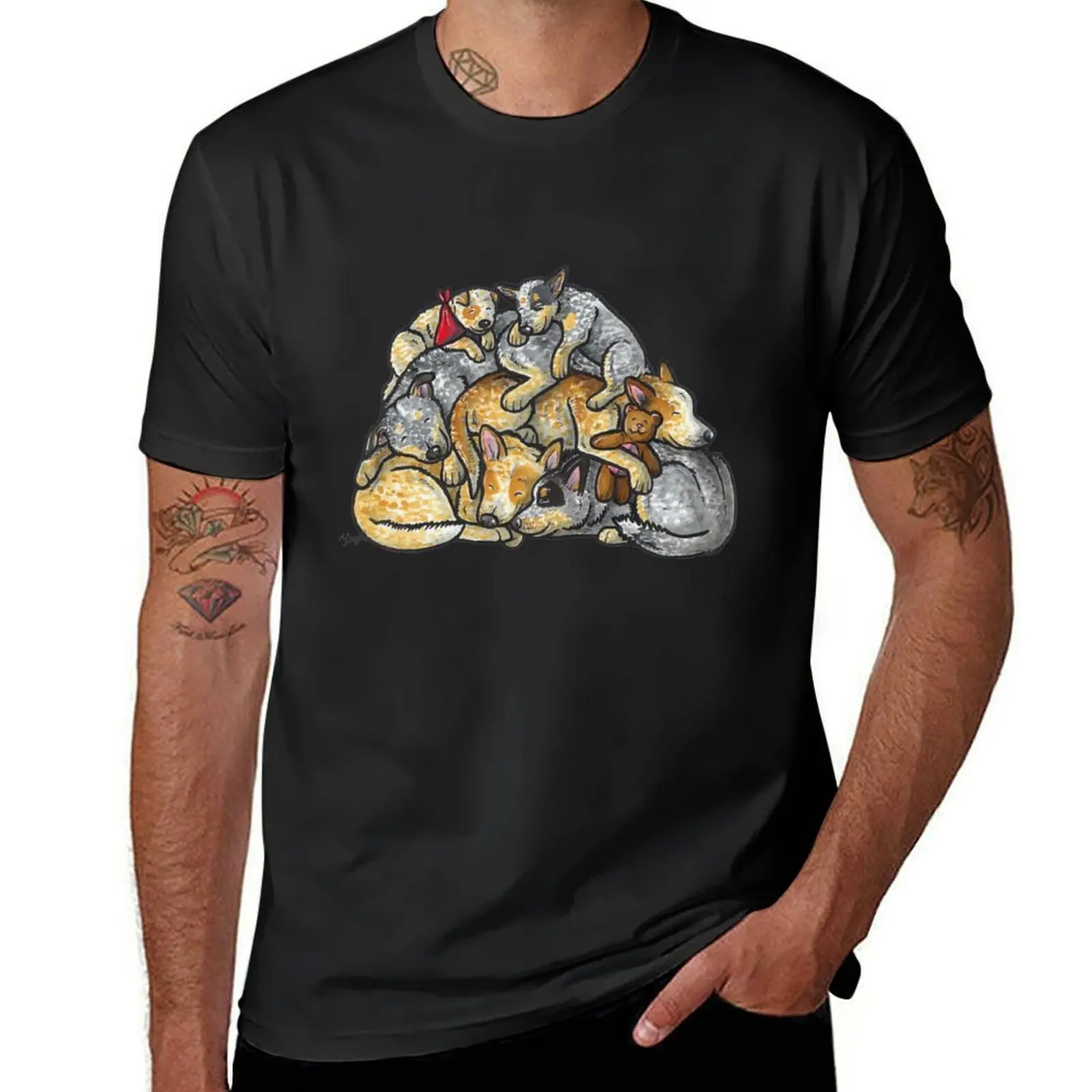 Sleeping pile of Australian Cattle Dogs T-Shirt plus sizes tees vintage t shirts for men graphic