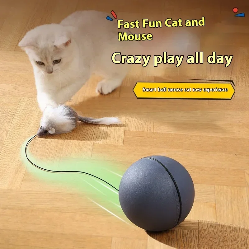 Cat Toys Self-Entertaining to Relieve Boredom and Consume Physical Strength Mouse Tease Stick Electric Automatic Tease Cat Ball