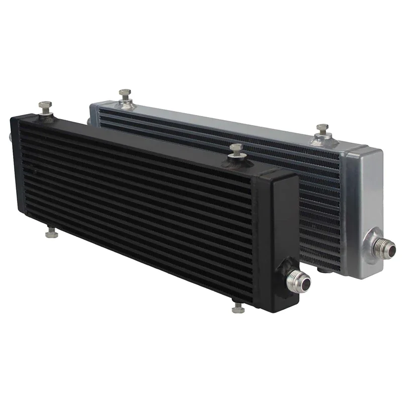 Black/Silver Universal Large Bar and Plate Single Cross Flow Oil Cooler 18.5