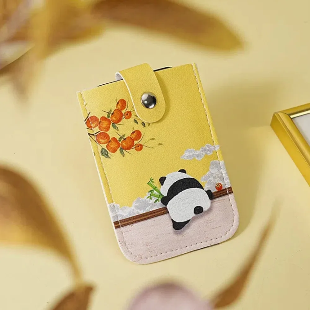 PU Leather Pull Out ID Cards Holder Waterproof Ultra-thin Bank Credit Card Organizer Pouch Chinese Style