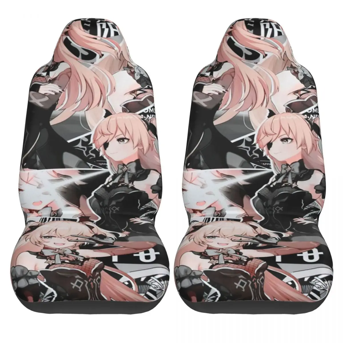 Genshin Impact Collage Fischl Cartoon Animation Car Seat Cover Custom Printing Universal Front Protector Accessories Cushion Set