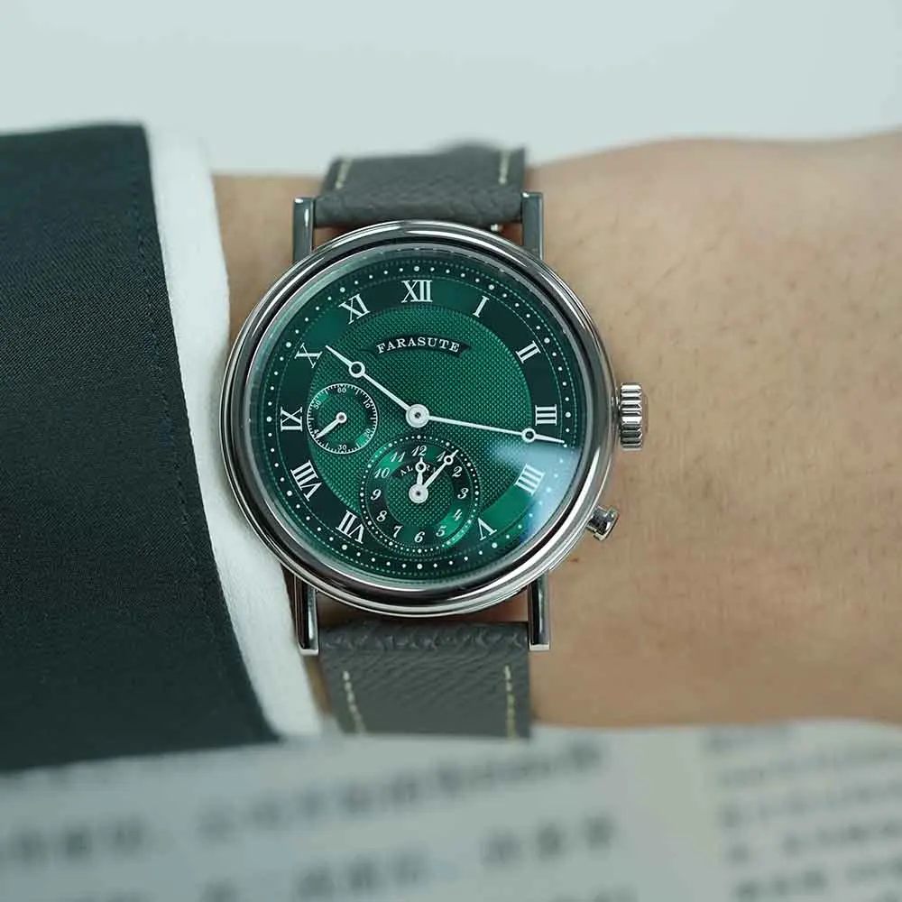 FARASUTE ريترو الفاخرة ساعة تنبيه ساعة كوارتز الرجال مقاوم للماء ليلة ضوء ساعة اليد عادية الياقوت الفولاذ المقاوم للصدأ الذكور Reloj #5