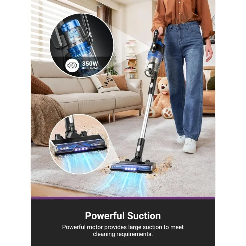 مكنسة كهربائية يوريكا ستايلس إيليت NEC490BL لاسلكية مع محطة تنظيف، تنظيف قوي للأرضيات متعدد الأسطح