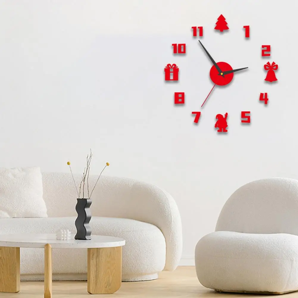 Christmas 3D Wall Clock Glow-in-the-dark Frameless Acrylic Clock Silent Bedroom Digital Analog Clock Home Decoration