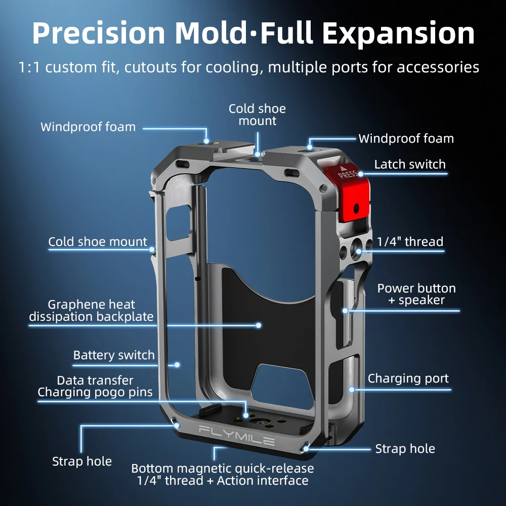 for-dji-osmo-360-ii-multi-function-cooling-cagegraphene-heat-sink-lens-cover-includedmulti-port-design