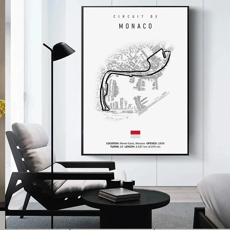 F1 Track Circuit Posters Imola Monaco Formula 1 GP Canvas Painting Nordic Motorsport Wall Art Aesthetic Race Picture Room Decor