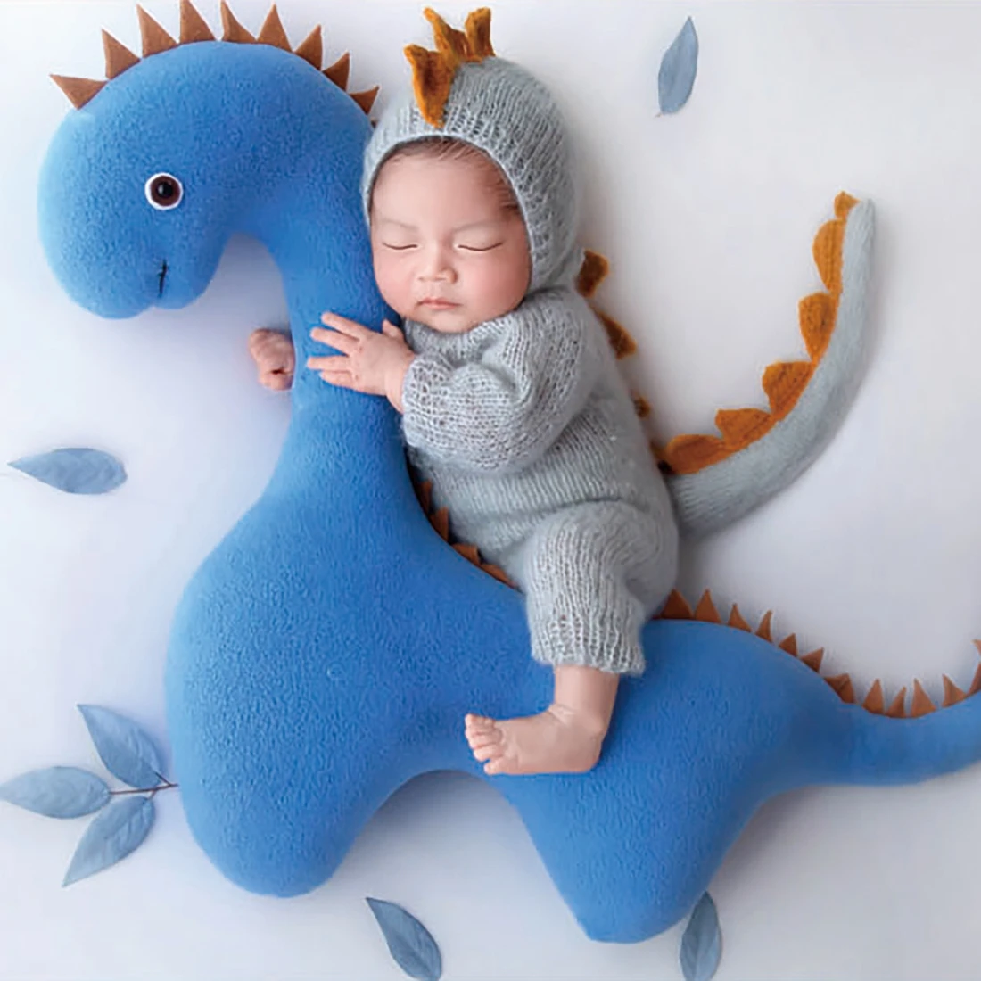 Newborn Posing Auxiliary Photo Shoot Props Dinosaur Doll Soft Fabric Touch Outfit RomperAnd Hat Photo Props Studio Accessories