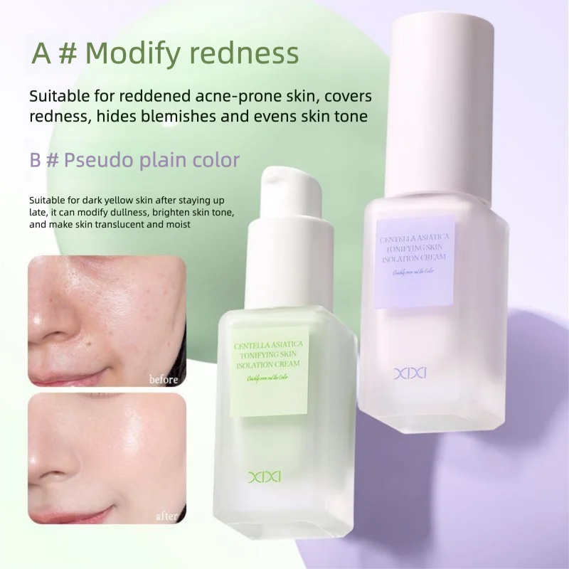 XIXI Set de imprimación Centella Asiatica a base de plantas: crema hidratante, adherida y natural para el brillo de la piel pseudatural