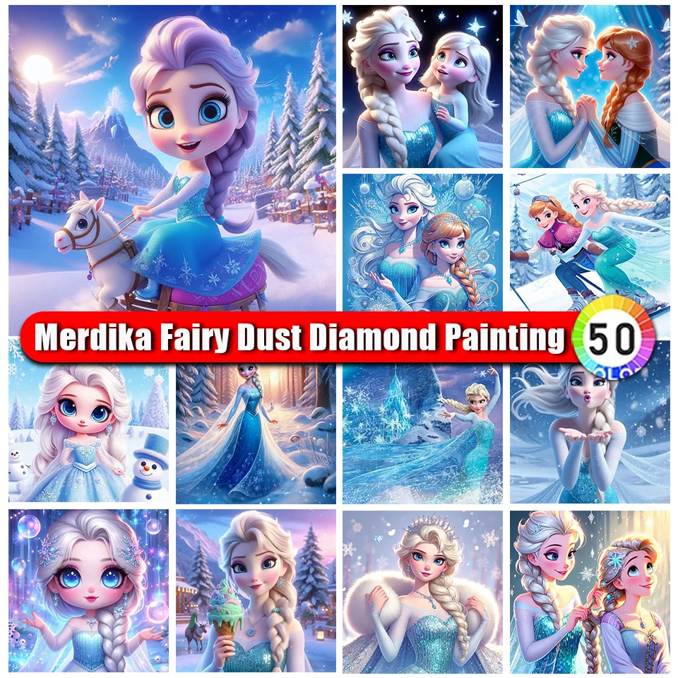 

Picture Size Fairy Dust Diamond Painting Disney Frozen Kits Anna Elsa Princess Art Cross Stitch Embroidery Mosaic Kids Gift