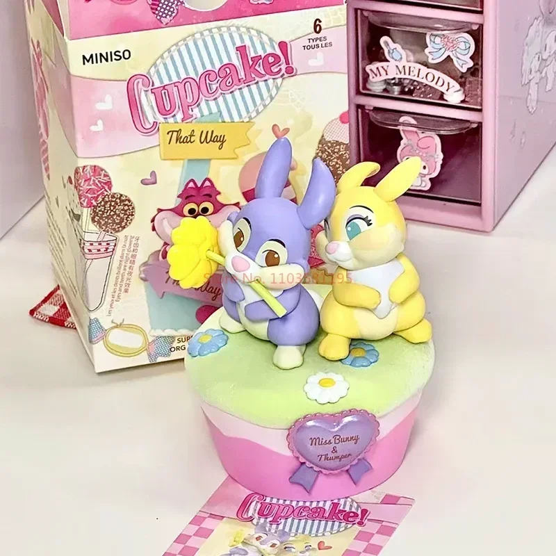 Miniso Disney Cupcake Series Blind Box Anime Figure Cute Dumbo Lucifer Cat Mystery Box Room Decoration Collection Model Gift