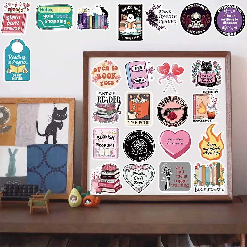 50PCS Book Reading Sticker Refrigerator Laptops Graffiti Creative Scrapbooking Waterproof School Supplies for Bicycle Stickers