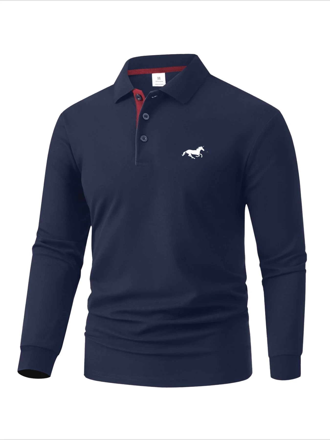 Neues Herren-Business-Casual-Langarmshirt, einfarbiges Poloshirt, modisches, atmungsaktives, bequemes, vielseitiges Top
