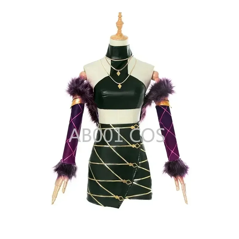 Game KDA ALL OUT Evelynn Cosplay Costume Vest Skirts KDA Women Sexy Outfits Roleplay Long Wig Halloween Customized Boots Shoes view 4