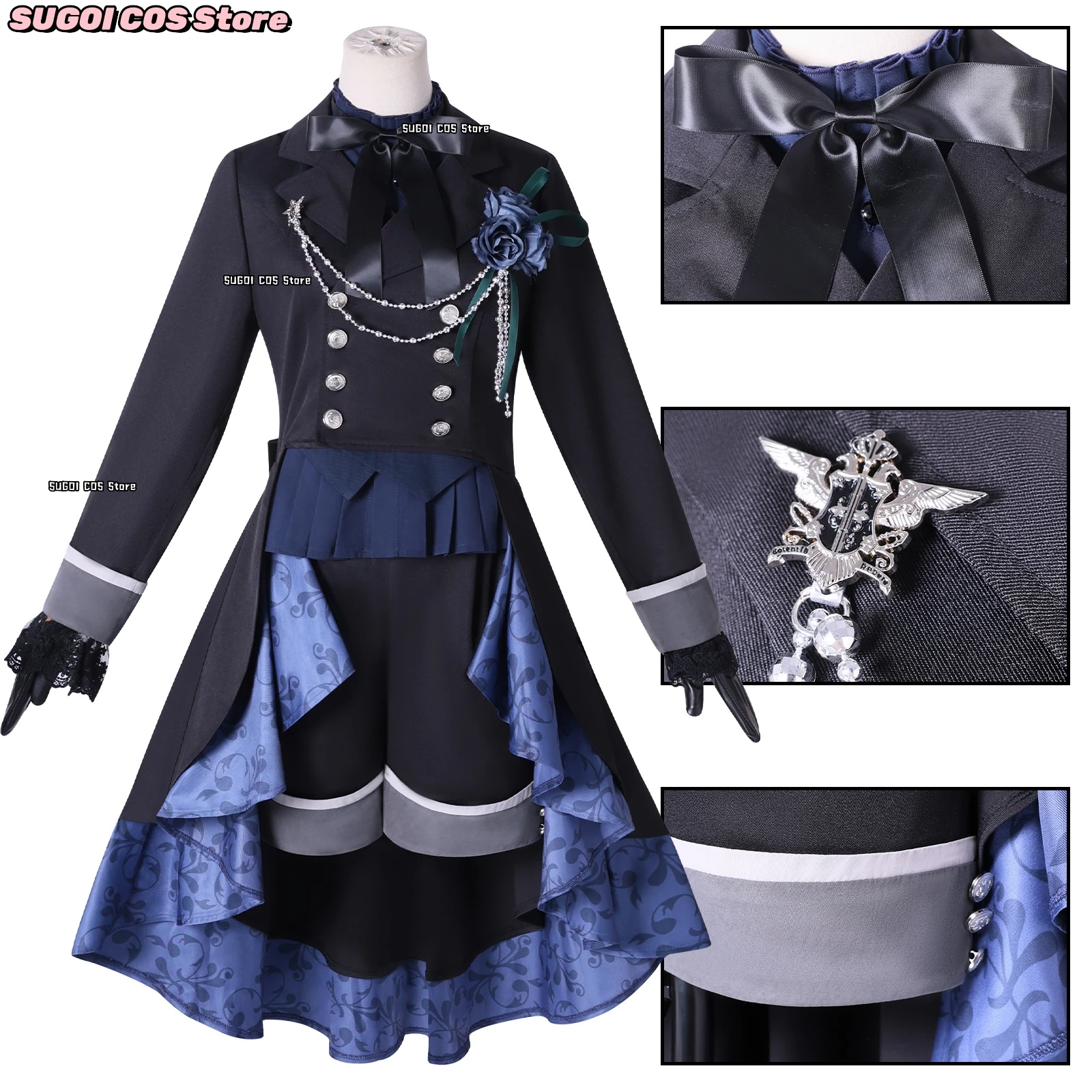 Anime Black Butler Ciel Phantomhive Cosplay Costume Gothic Classic Knight Suit Wig Jewelry Accessory Role-playing Party Suit
