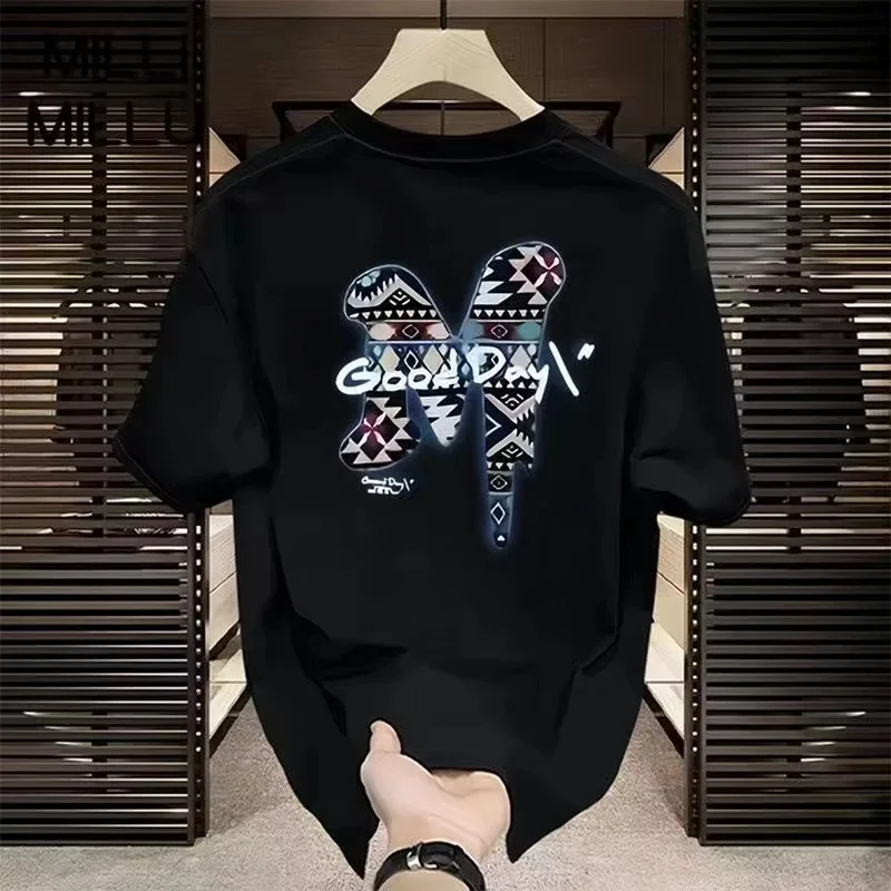 

Summer new fashion pattern double-sided printed T-shirt, 100% pure cotton men's outdoor street casual loose short-sleeved