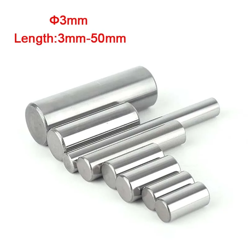 100pcs/lot Dia 3mm Bearing Steel Cylindrical Pin Locating Dowel Fixed Shaft Solid Rod Transmission Shaft Roller Pins L=3~50mm