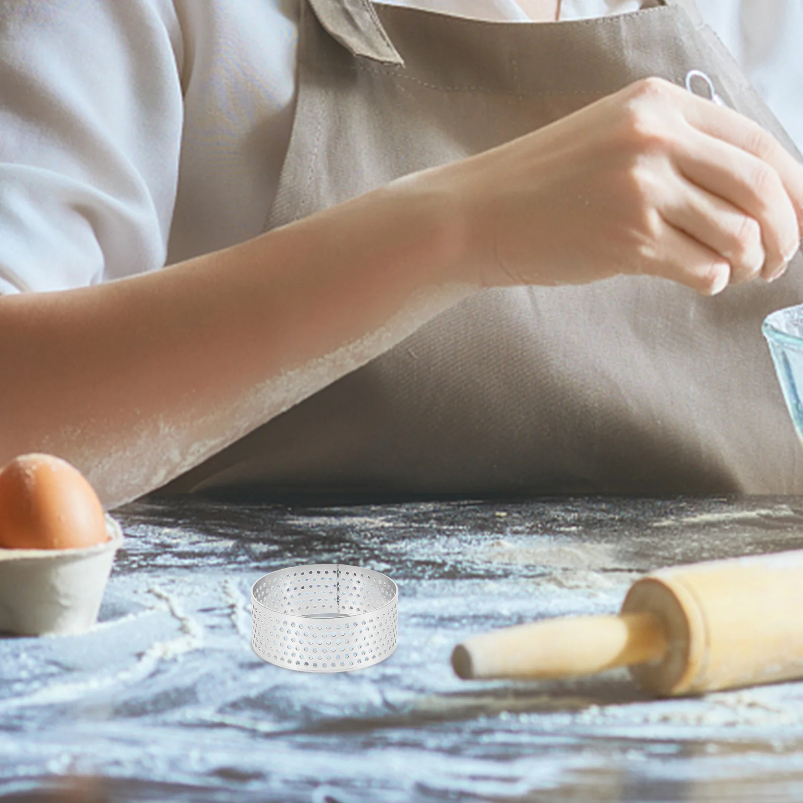 

6Pcs Tart Rings Hole Style Stainless Steel Cake Mold Round Baking Gadget DIY Tool Tart Ring Round Tarts Rings Baking Gadget