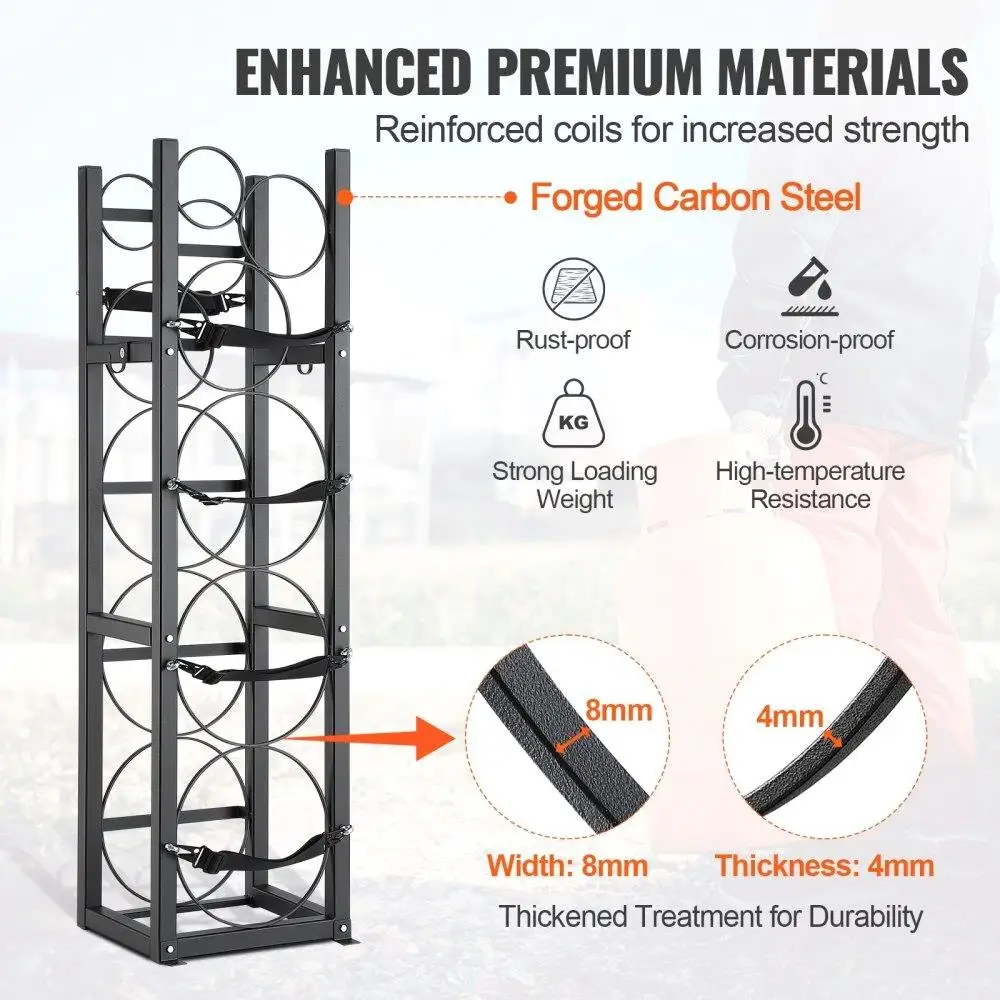 Refrigerant Cylinder Rack for 3 x 30lbs & 3 Small Tanks - Heavy-Duty Holder for , Oxygen, Nitrogen - 12.79x12.99x47.12