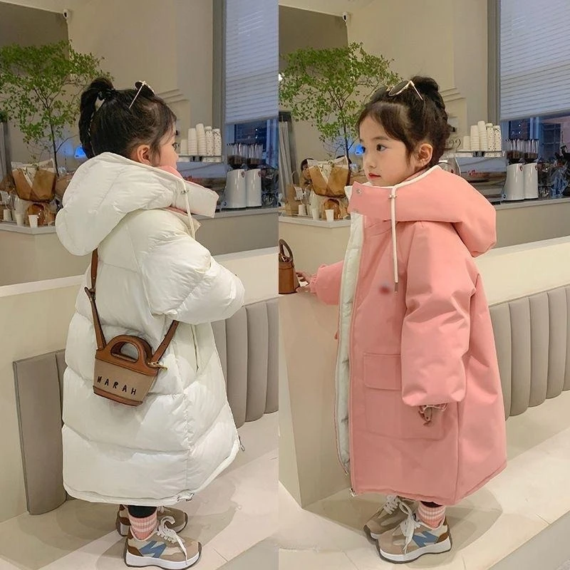 

Girls Down Coat Jacket Cotton Windbreak Snowsuit 2023 Furs Warm Thicken Winter Parka Outerwear Children's Clothing