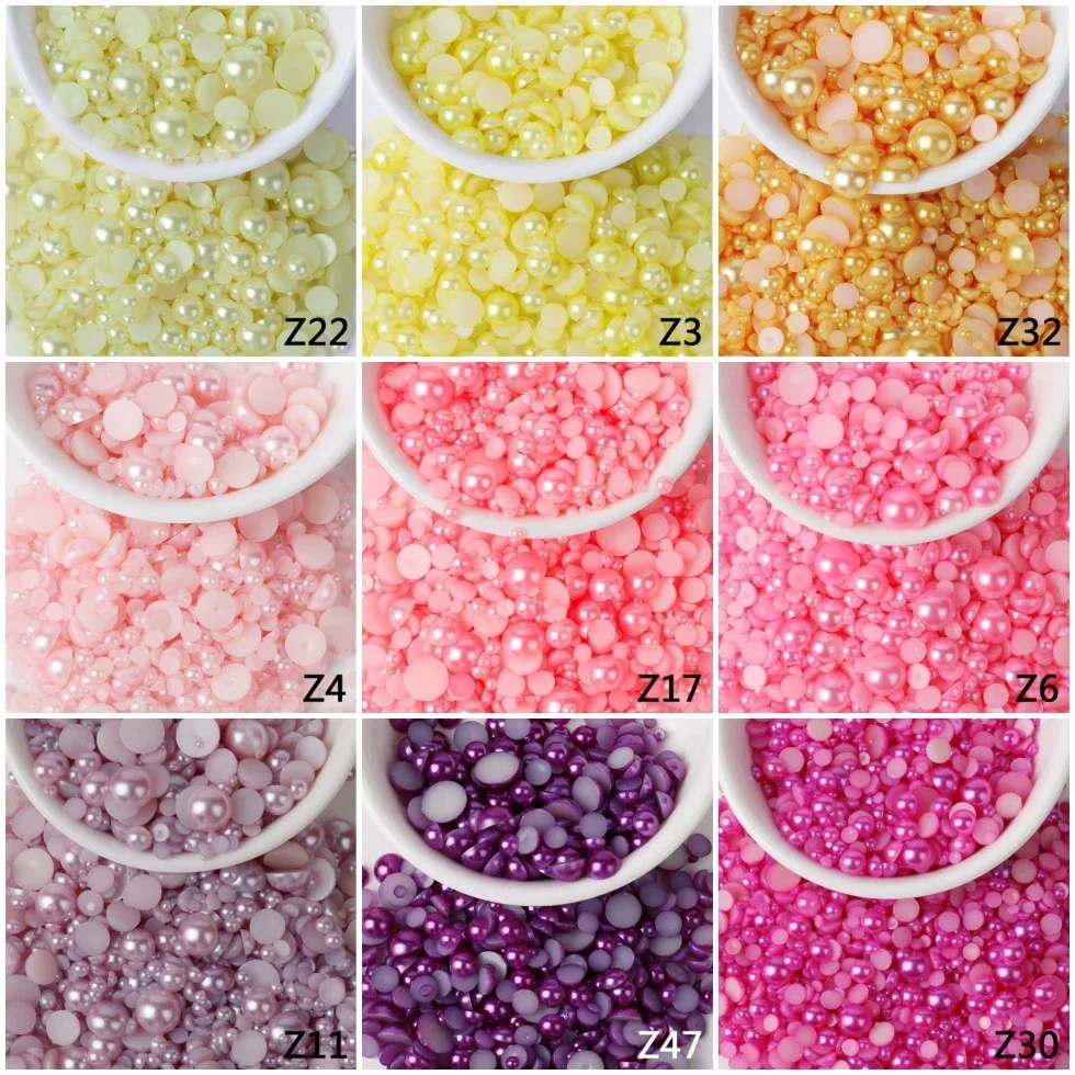 

2/3/4/6/8/10mm Imitation Pearl Bead ABS Plastic Half Round Loose Beads For Craft DIY Nail Art Garment Decoration