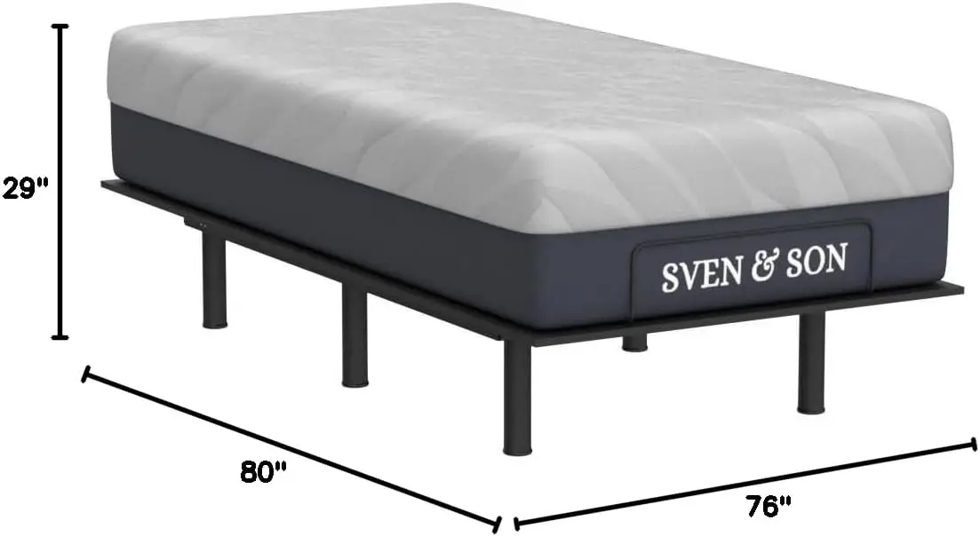 Adjustable Bed Base (Frame) + 14 inch Hybrid Spring Matt (Medium Soft), Easy Assembly, Head and Foot Lift, Memory Positions