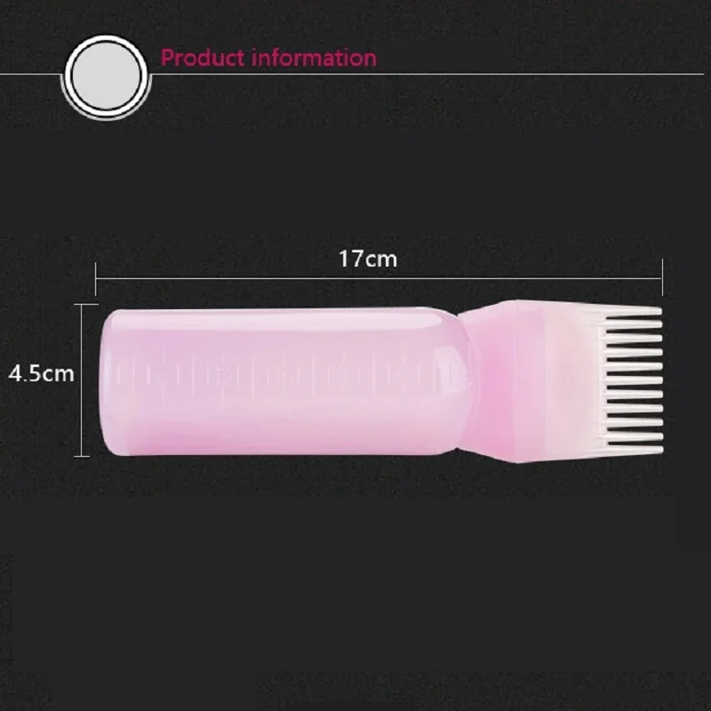 120ml Hair Dye Applicator Bottle Refillable Bottle Applicator Comb Dispensing Salon Hair Coloring Hairdressing Styling Tool