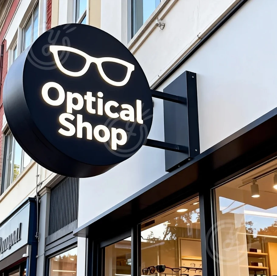 Custom LED Signs Logo Lightbox Round Double-sided 3D Storefront Illuminated Light Outdoor Optical Shop Signage Indoor Light Box