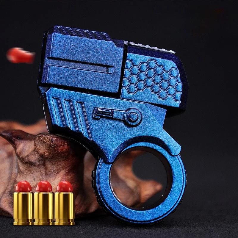 Alloy Mini Ring Pistol Shell Throwing Soft Bullet Toy Gun Decompression Toys Golden Finger Blaster For Boys Adults