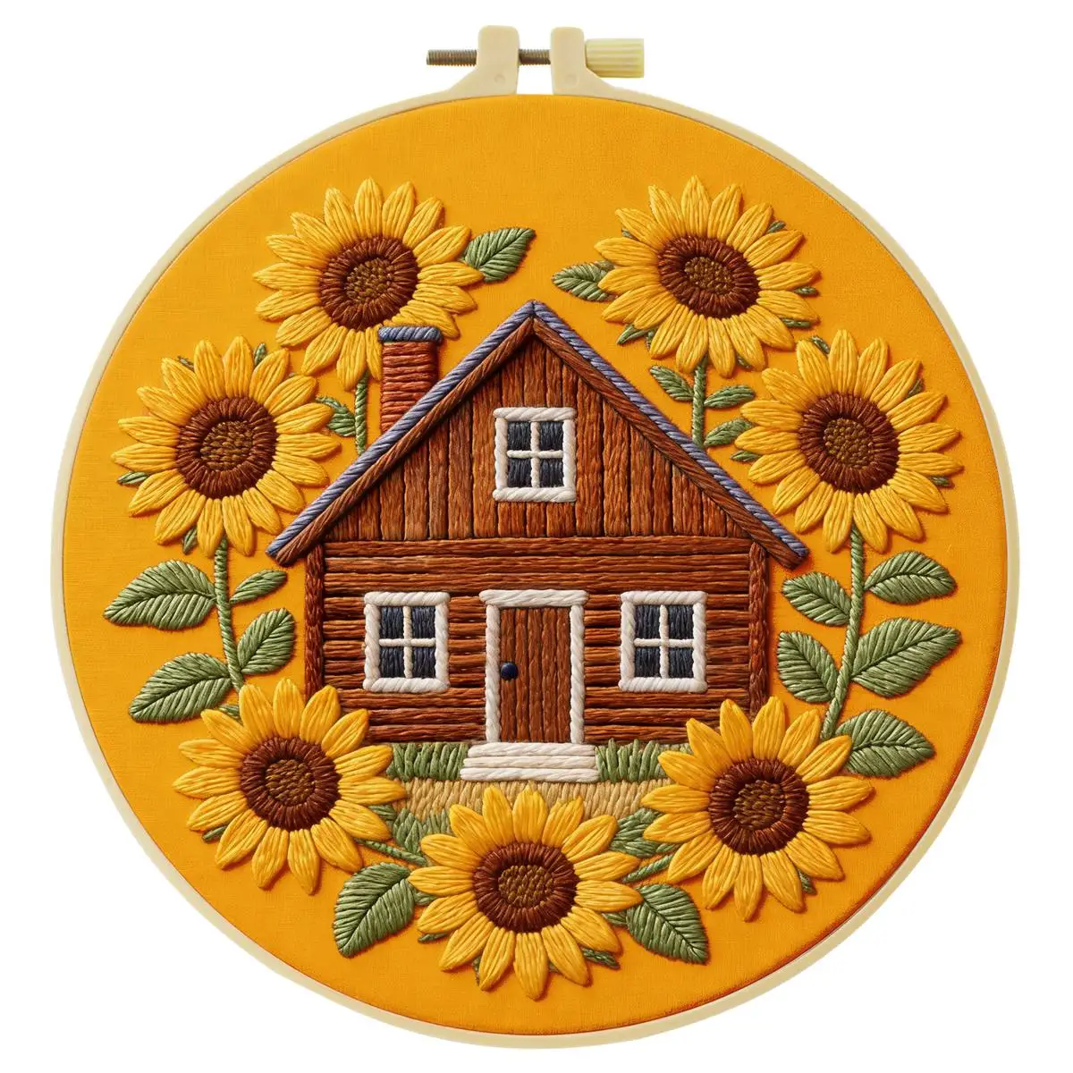 1 Stück 20X20CM/15X15CM 7,87/6,3 Zoll Sonnenblumen-Stickerei-Starter-Kit für Zuhause DIY-Kit DIY-Stickerei-Set Handarbeiten Nadelkunst – Detail 2