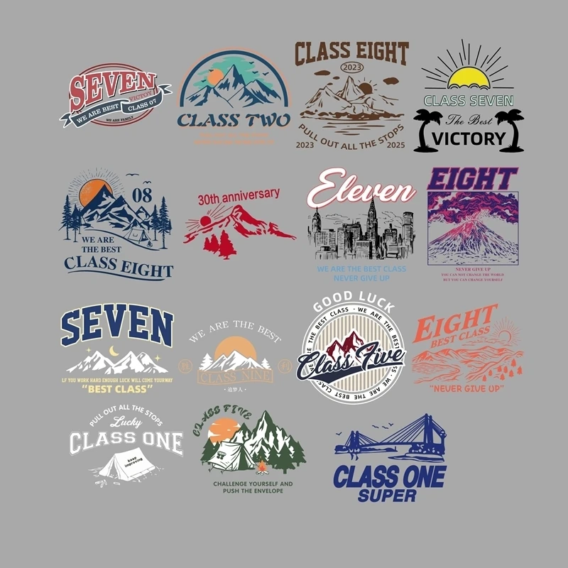 25CM/15cm Landscape and mountains Iron On Heat Transfer Stickers DTF Iron On Transfer Patches For Children's adult Clothes Deca