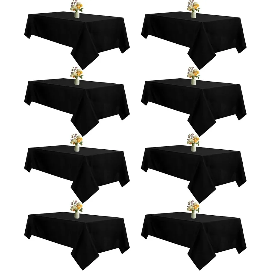 

8 упаковок черных скатерти 60 x 126 дюймов, скатерти для прямоугольных столов на 8 футов, устойчивая к морщинам моющаяся полиэфирная ткань Rec
