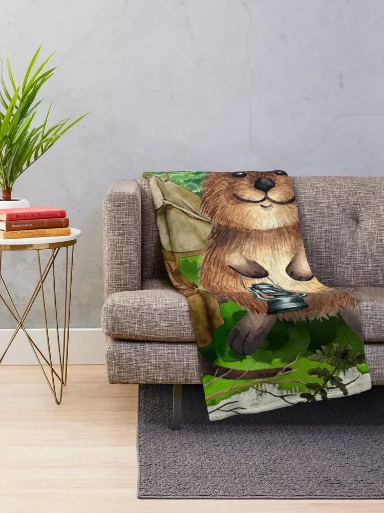 Happy Quokka Camping is happiness Throw Blanket Thermals For Travel anime for sofa Blankets