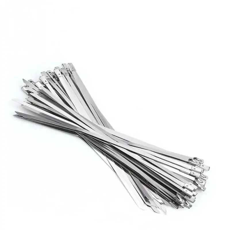 304 Stainless Steel Cable Ties 4.6mm Heavy Duty Self-Locking Cable Zip Tie Multi-Purpose Metal Exhaust Wrap Locking Ties