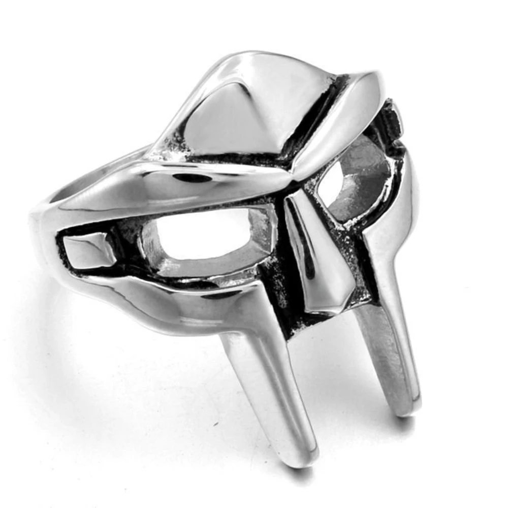 Goth Hip Hop MF DOOM Mask Rings For Men Gladiator Punk Style Egyptian Pharaoh Male Ring Classic Retro Jewelry Party Accessories