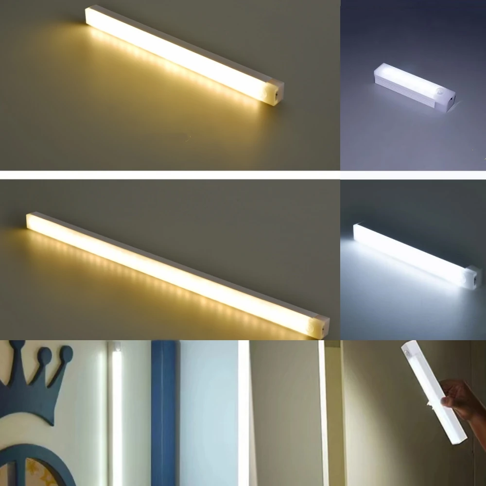 Motion Sensor LED Under Cabinet Light USB Power White Warm 10CM 20CM 30CM 50CM LED Bar Light Wardrobe Kitchen Wardrobe Backlight