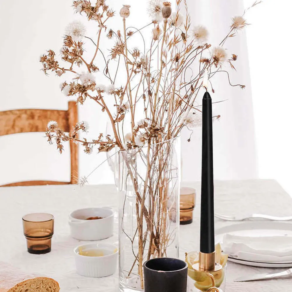 

6Pcs High Cone Candles Black Paraffin Unscented Portable Home Decor Wedding Photography Tall Taper Candles Pretty