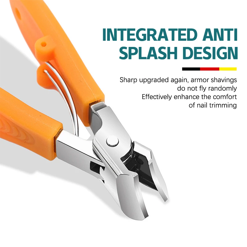 💖 大きな開口部の爪切り 厚くて硬い斜め爪切り ステンレス鋼のマニキュアツール 足の爪切り トリマー 飛沫防止