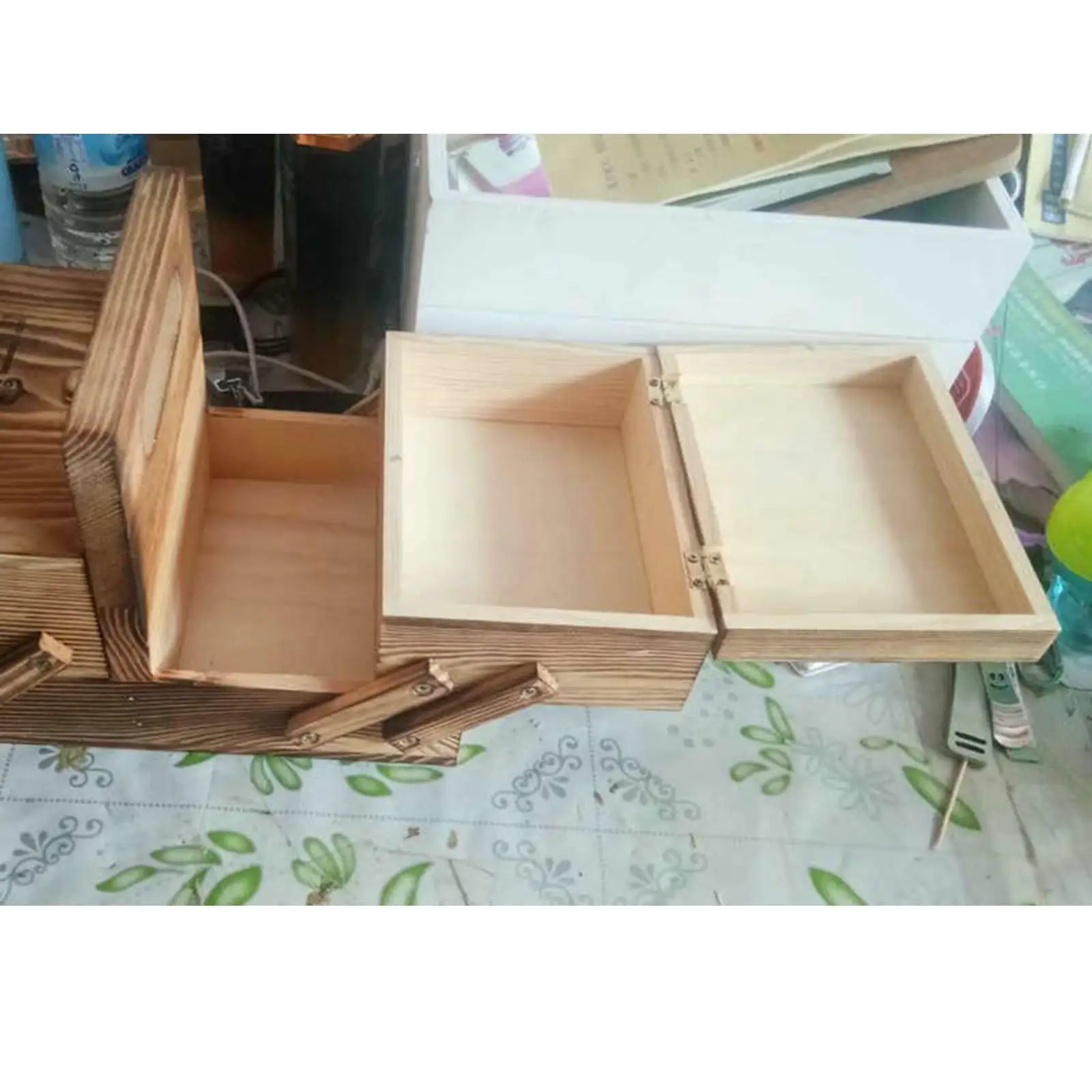 Wooden Sewing Box Sewing Kit Accessories Storage Case for Sewing Beginner Sewing Starter Kit Portable Home Sew Basket 13.5x15cm