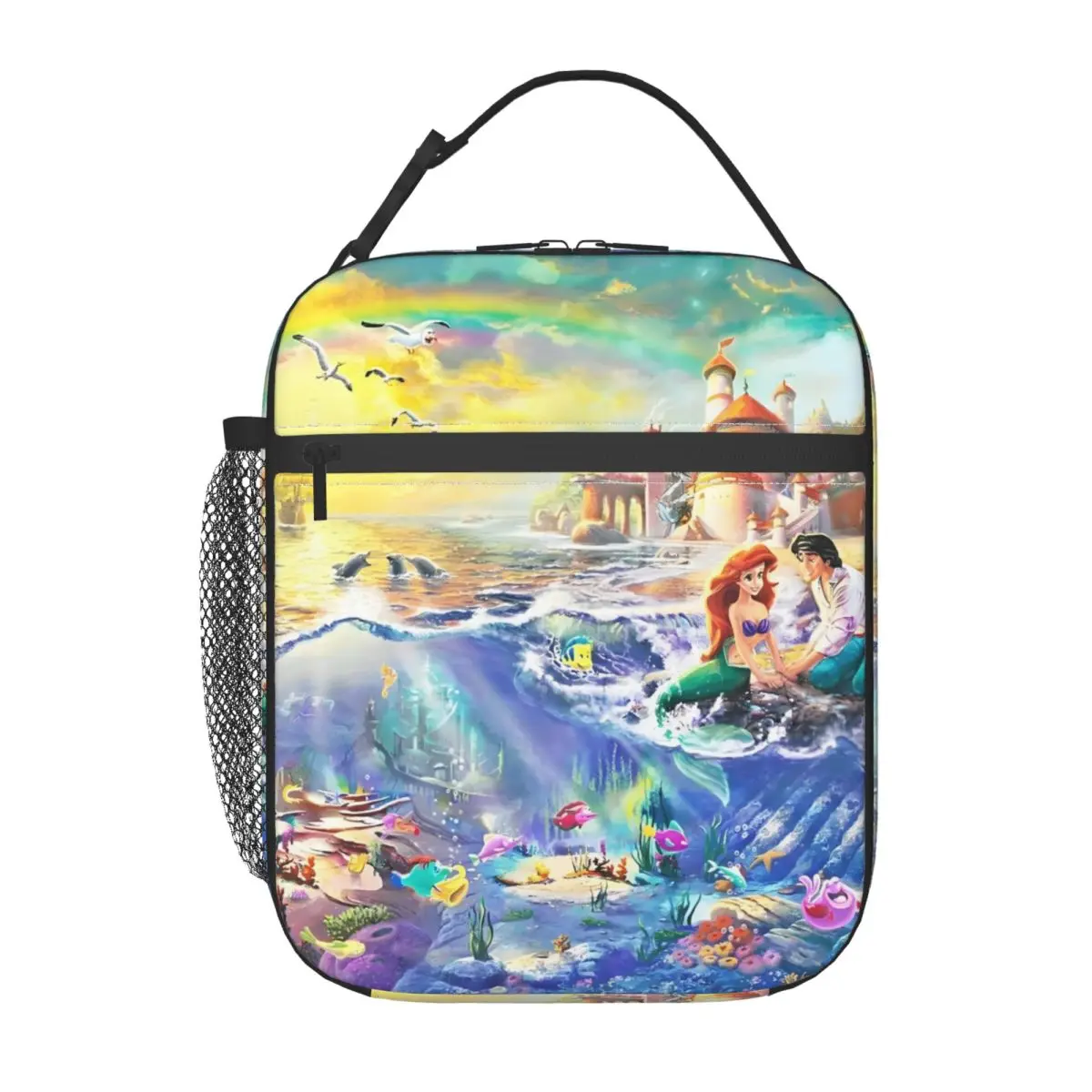 

Custom Ariel The Little Mermaid Thermal Insulated Lunch Bag Portable Bento Box for Outdoor Picnic Multifunction Food Tote Bags
