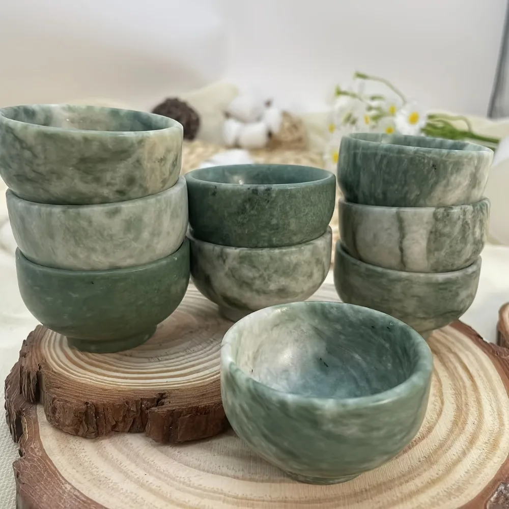 

Чайный набор Xiuyan из нефрита и нефрита, стеклянный набор для чая кунг-фу с натуральным кристаллом, украшение для рабочего стола ручной работы