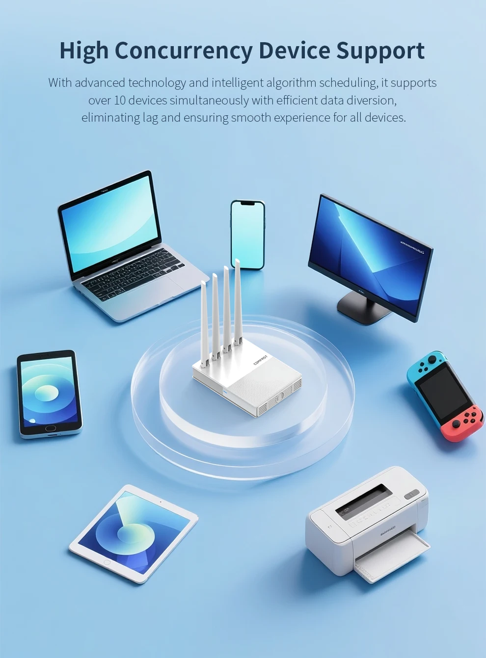 Comfast 4G LTE Маршрутизатор WiFi6 Cat4 Маршрутизатор 300 Мбит/с 4G Wi-Fi Портативный маршрутизатор-модем 4 антенны с SIM-картами Точка доступа Точка доступа