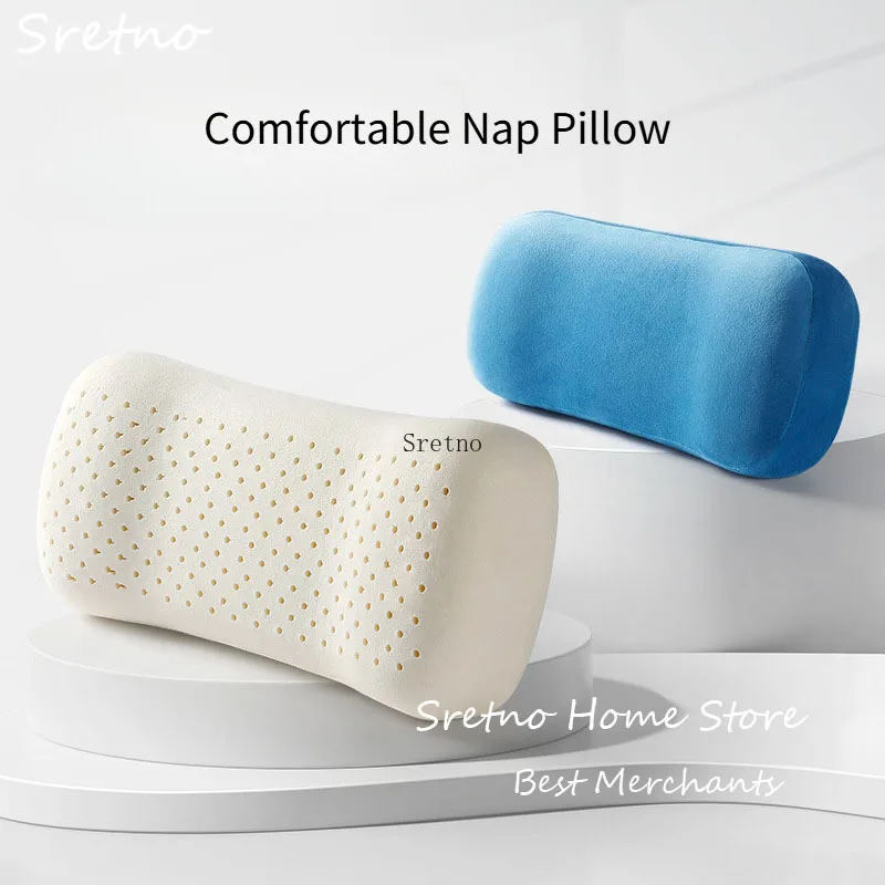 SRETNO Latex Pillow Office Siesta Portable Odorless Small Pillows 85% Natural Rubber Student Sleeping Cushion Pillow Almohada