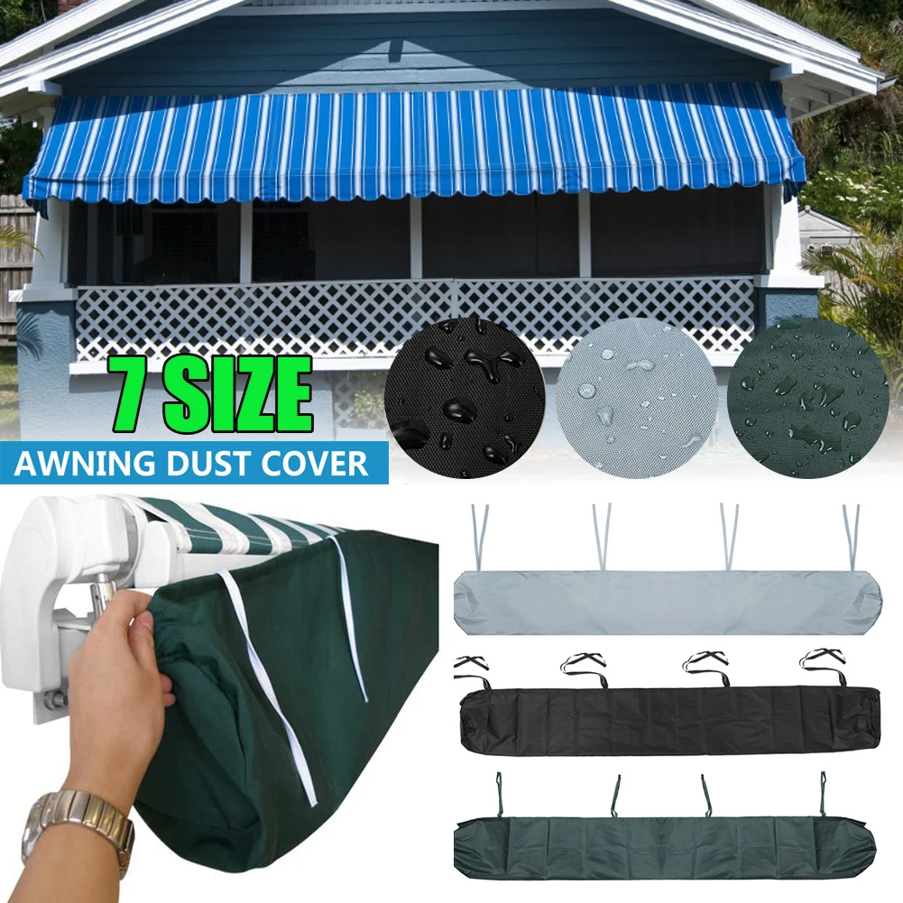 Patio Awning Protector Cover Patio Garden Rain Shed Storage Bag Rain Cover Retractable Roller Shutter Awning Dust Cover 7 Sizes