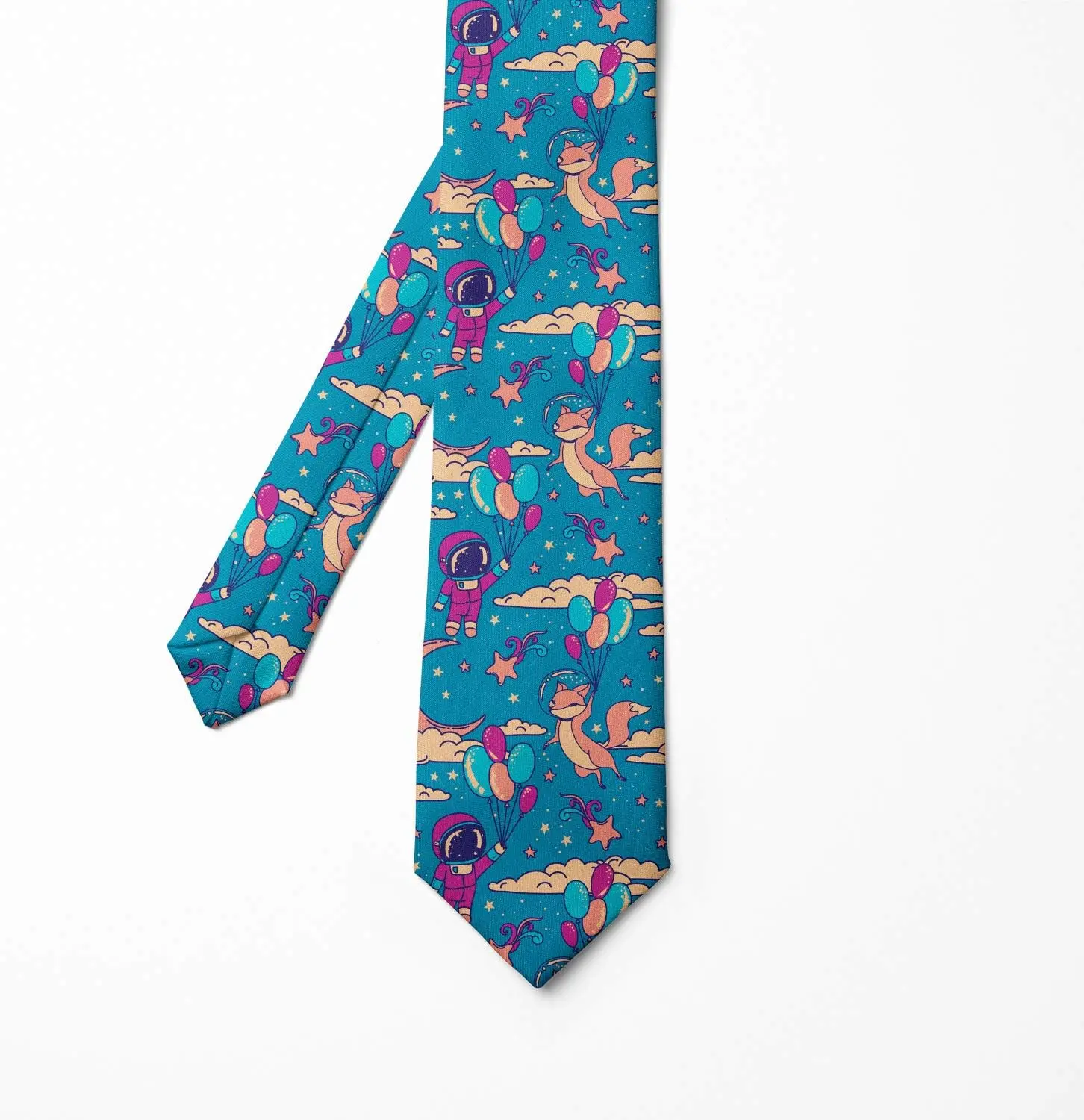 Cartoon Sace Ballon Multicolor Modern Men's Tie Teens Shirt Decor Print Tie Men Tie Set