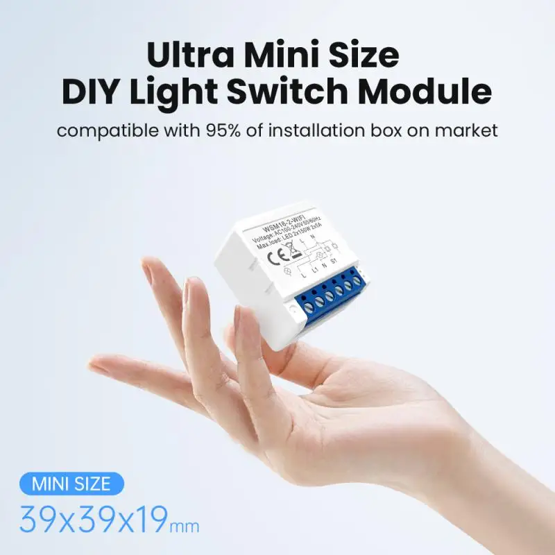 WiFi Tuya Smart Switch Circuit Breaker 16A 1/2/3/4 Way Dual Control Mini Light Switch Module Work With Amazon Alexa Google Home